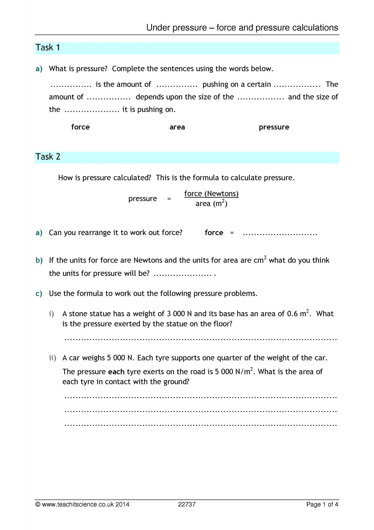 KS22  Forces and motion  Teachit Science Pertaining To Forces And Motion Worksheet